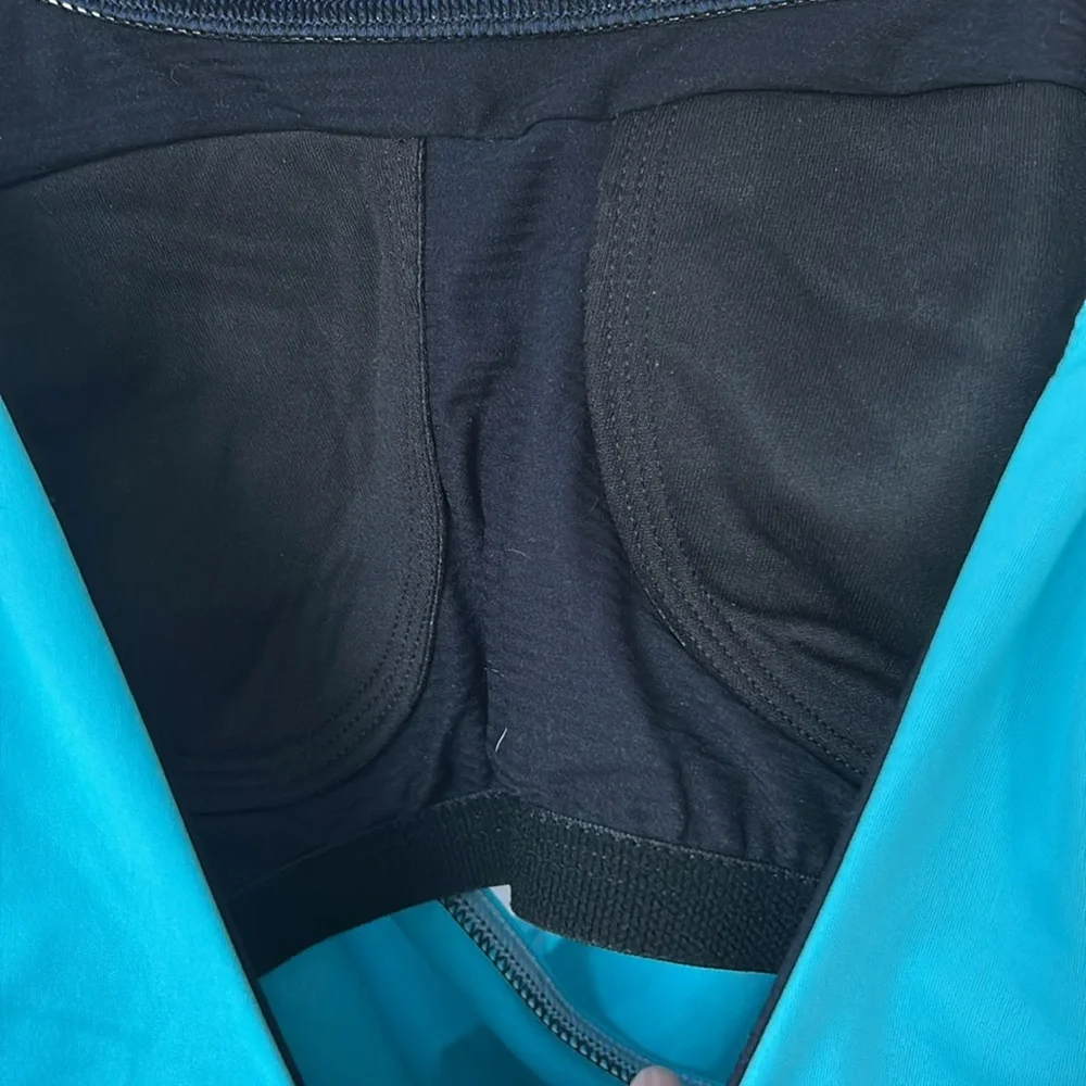 NWT H2O Tankini Top Navy + Light Blue Braided Strap Soft Bra Support Top Large